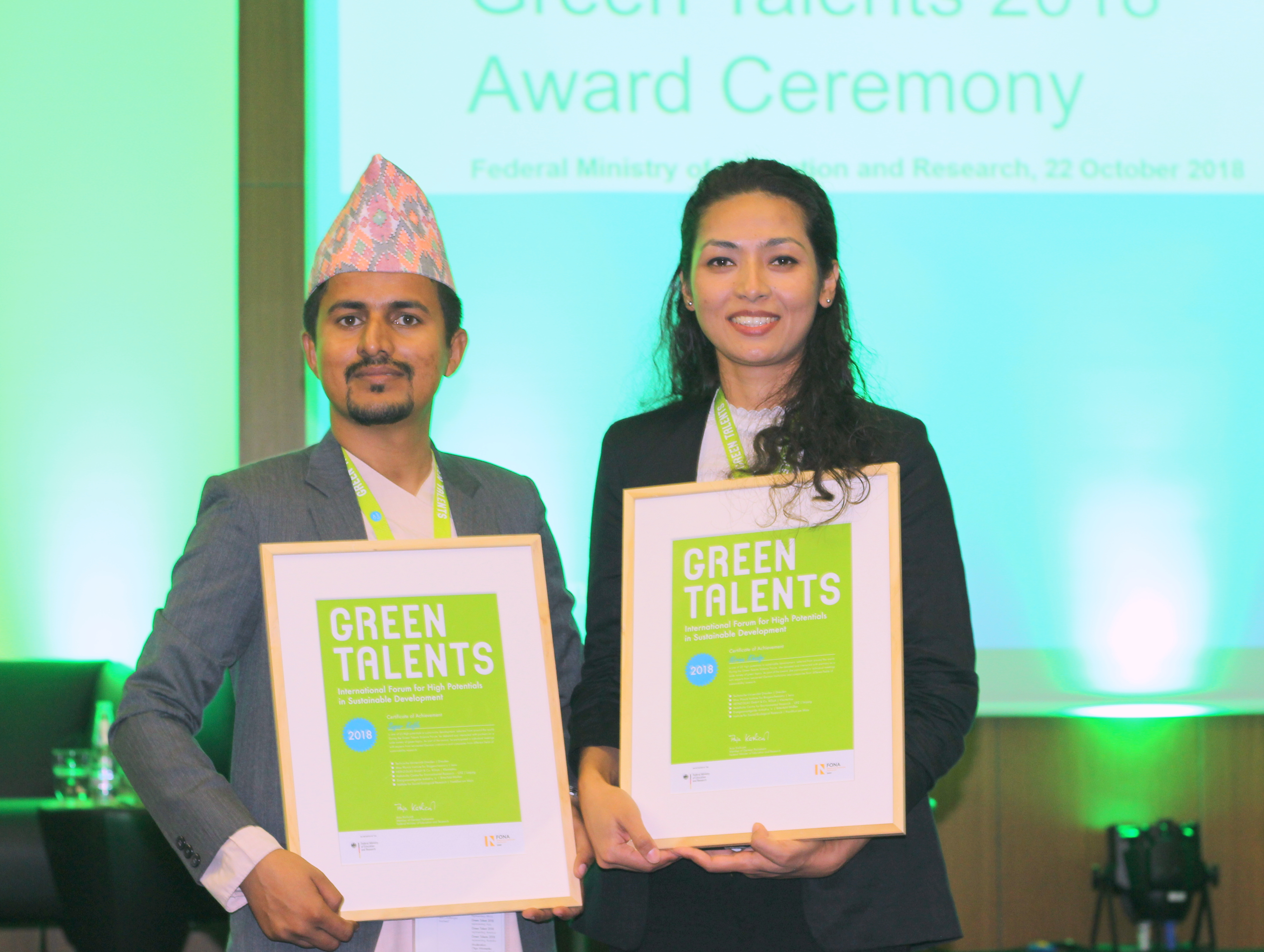 Sagar Nirina Awarded with Green Talent Award 2019