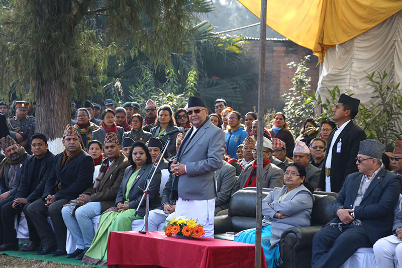 PM Oli addressing the Annual Day of the Armed Police Force