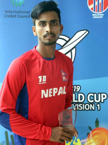 Pawan Sarraf, Nepal declared Man of the match - Nepal U19 Vs Singapore U19