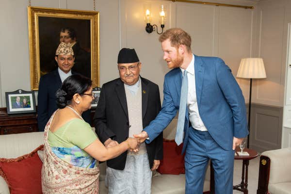 Prince Harry greeted Khadga Prasad Sharma Oli