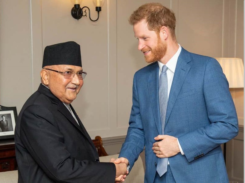 The Duke of Sussex welcomes Prime Minister of Nepal at Kensington Palace