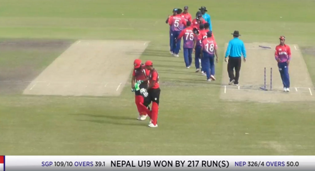 Nepal Defeats Singapore by 217 runs
