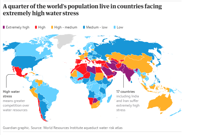 17 Countries, One-Quarter of World Population – Highly Water-Stressed Nations