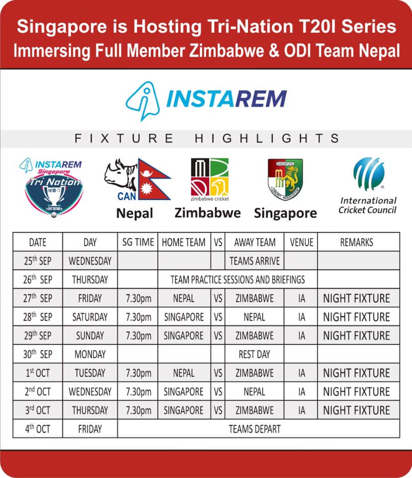 Singapore Tri-Nation T20I Series Schedule, Fixture Highlights 