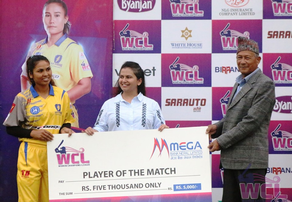 Player of the match Roma Thapa from Kat Queens Kathmandu