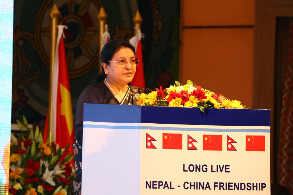 Jinping Welcomed by Nepal President Bidya Devi Bhandari