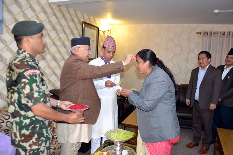 Nepal PM Oli Celebrating Dashain