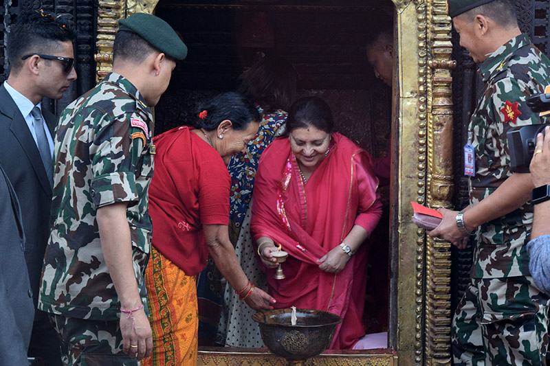 President Bhandari Worship Goddess Bhagwati