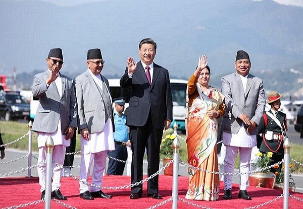 President of China Welcomed to Nepal