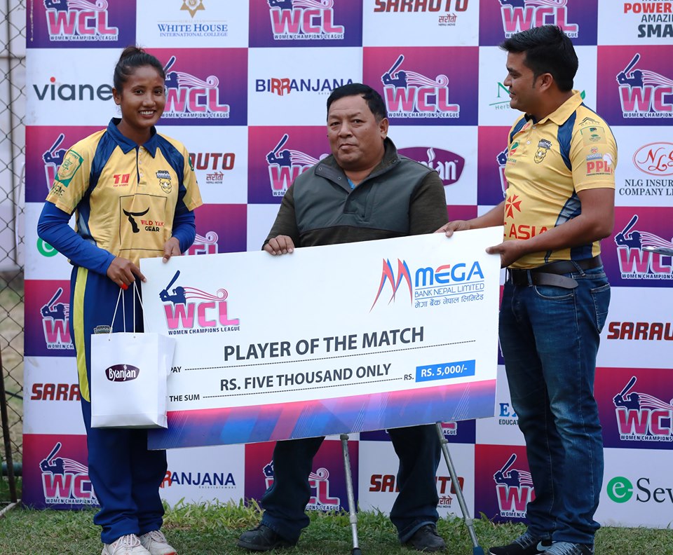 Player of the match : Kabita Gautam of Chitwan Rhinos
