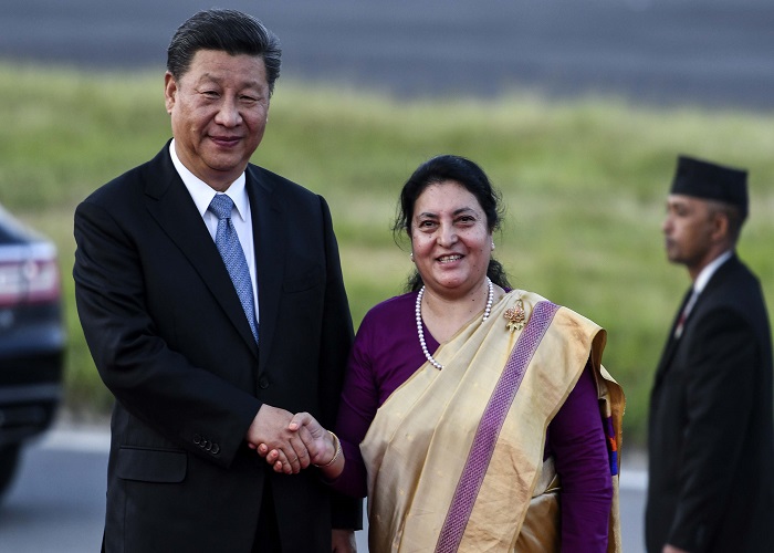 Xi Jinping Welcomed by Nepal President Bidya Devi Bhandari