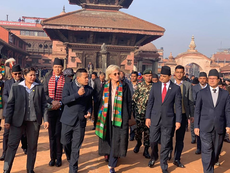 Princess Astrid Visits Cultural and Archeological Sites in Bhaktapur