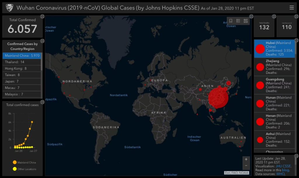 Wuhan Coronavirus Global Cases (As of Jan 28th 2020)