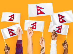 Waving Flags Of Nepal