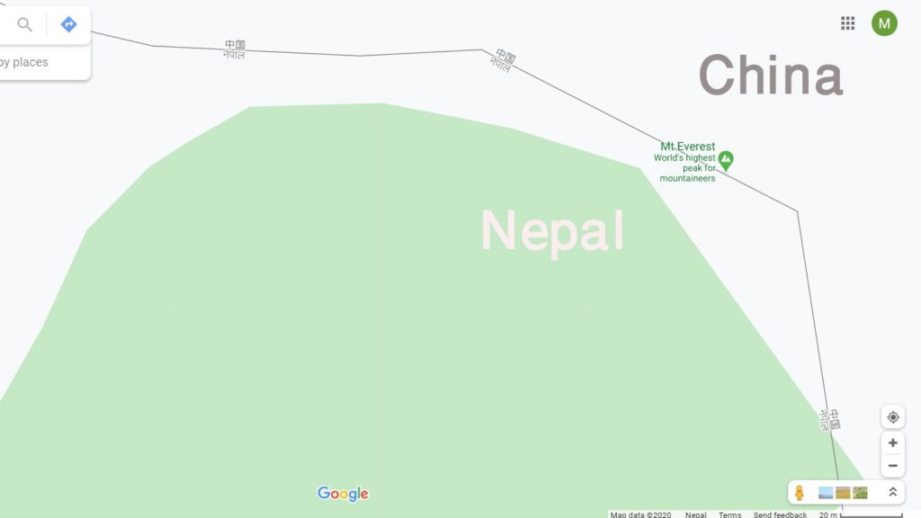 Mount Everest location from google maps