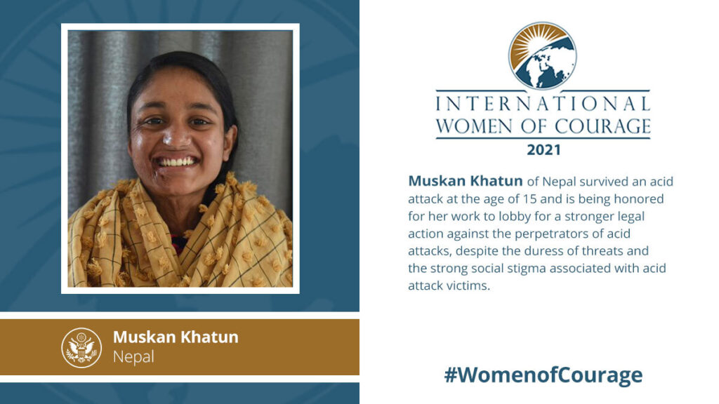 Rights Activist Muskan Khatun Wins 2021 International Women of Courage Award