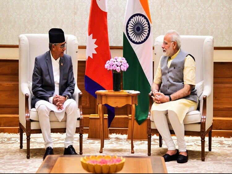 Nepal Prime Minister Sher Deuba and Indian Prime Minister Narendra Modi